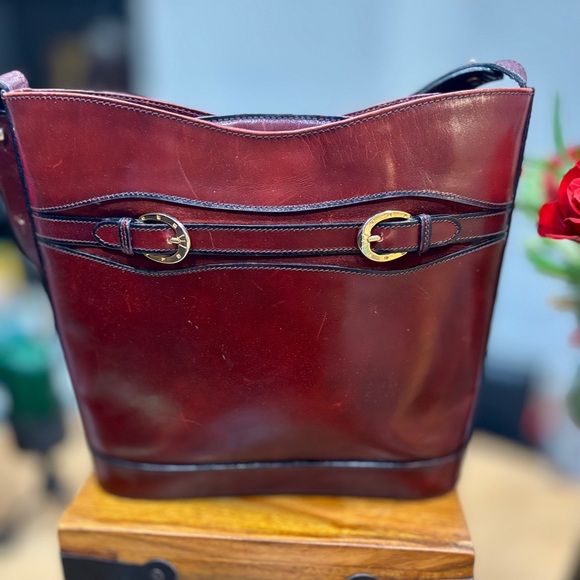 Etienne Aigner Handbags - Vintage Etienne Aigner Deep Burgundy Leather Bucket Bag